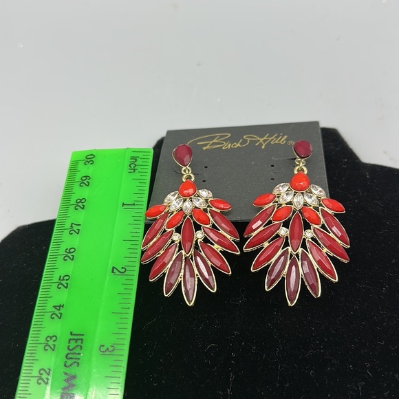 Red and Gold Statement Earrings - Picture 3 of 8